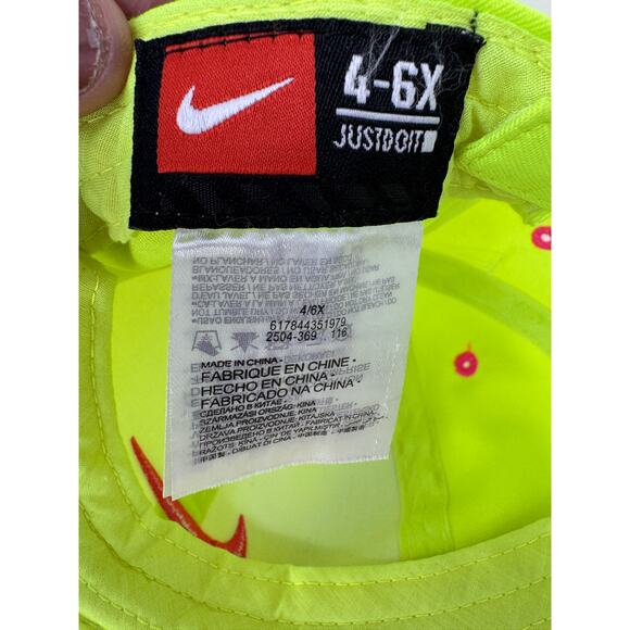 Nike Hat Ball Cap Youth Kids Size 4-6X Neon Yellow Pink Swoosh Logo Just Do It - Picture 6 of 7